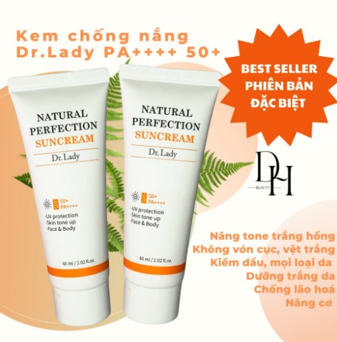 Kem chống nắng Dr.Lady Suncream SPF 50+ 60ml, giúp nâng tone, kiểm soát dầu và thẩm thấu nhanh
